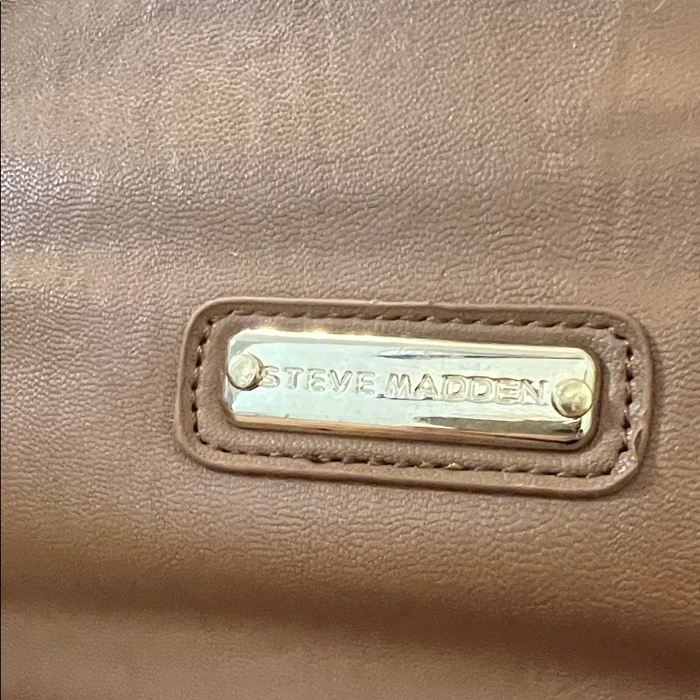 Steve Madden Brown, Gray, White Woven Handbag, Yellow Liner - NWOT Vegan Leather - Picture 2 of 8